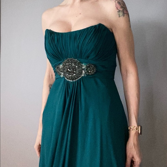 Theia strapless emerald cocktail dress | Size 4 | knee length - Picture 7 of 7